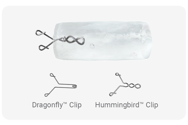 Hydromark plus marker has two marker shapes: Dragonfly clip and Hummingbird Clip