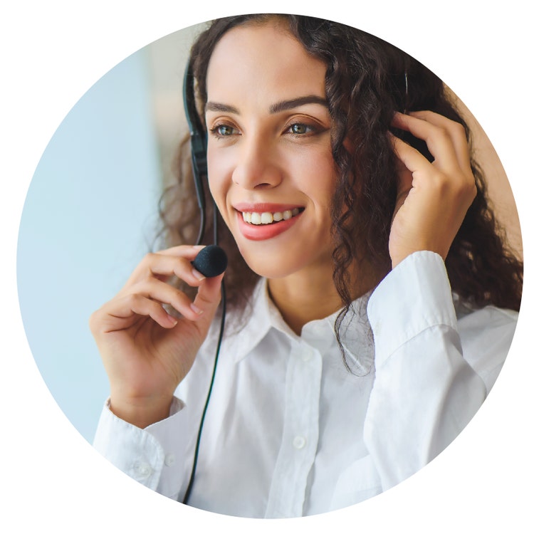 Mammotome Service and Support - woman holding a headset and speaking
