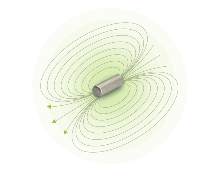 Pintuition marker illustrating magnetic field for detection