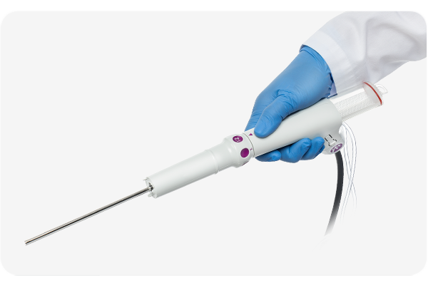 Gloved hand holds Mammotome Prima probe
