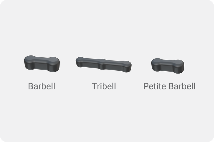 Barbell, Tribell, and Petite Barbell marker clips for MammoSTAR and BiomarC markers